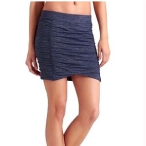 Athleta Womens Ruched Heathered Navy Blue Athleisure Odyssey Twisted Mini Skirt